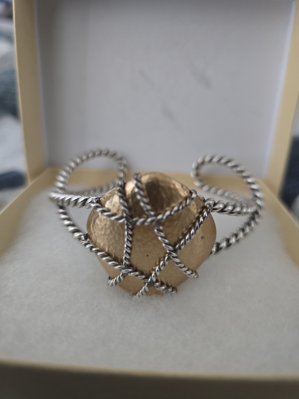 Brighton Pietra Cuff Bracelet Two Tone Gold Silver Mixed Metal Retired